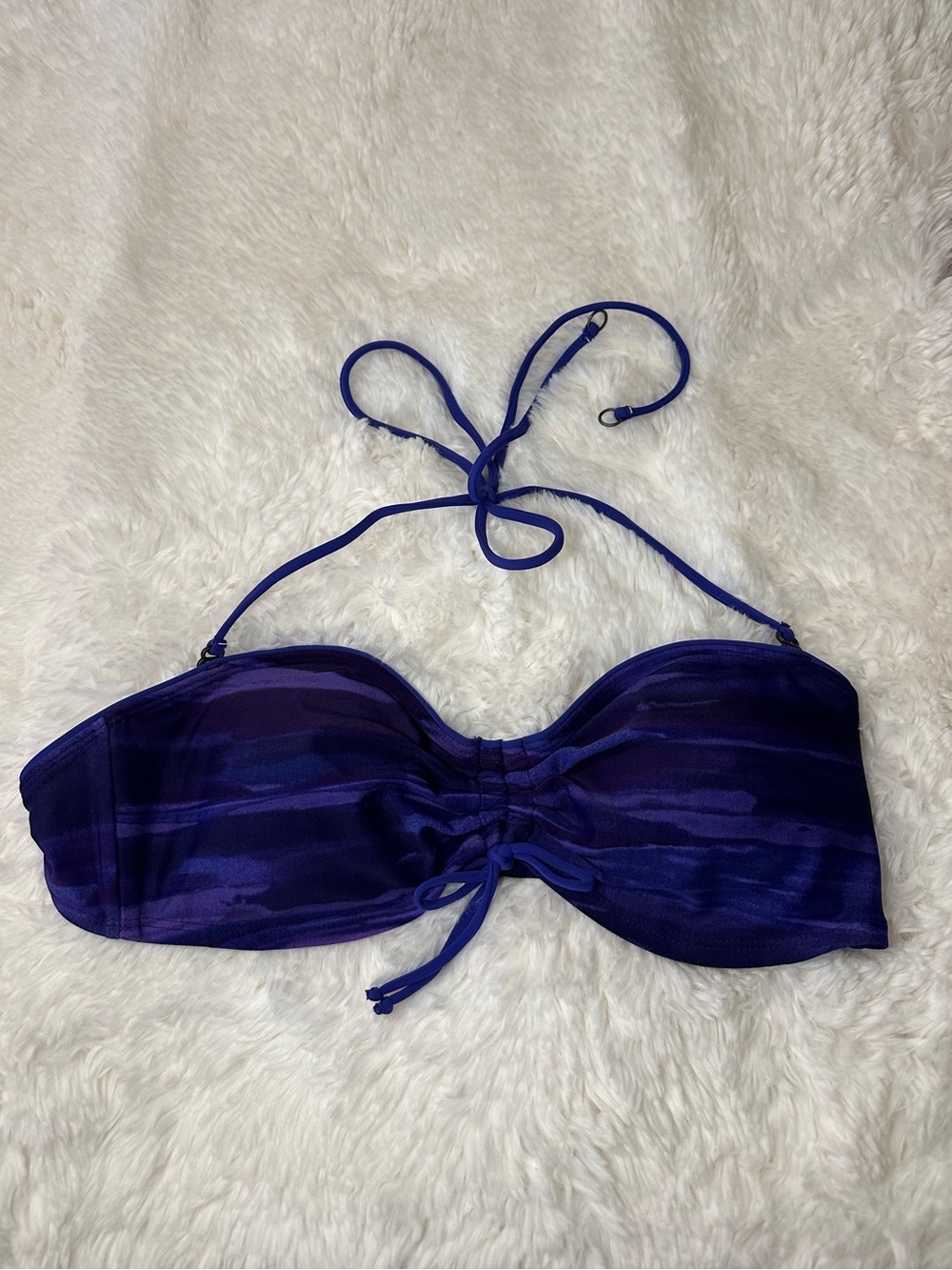 Exhilaration Purple Bandeau Bikini Set Tie Side Swimsuit Watercolor Print - Picture 10 of 16